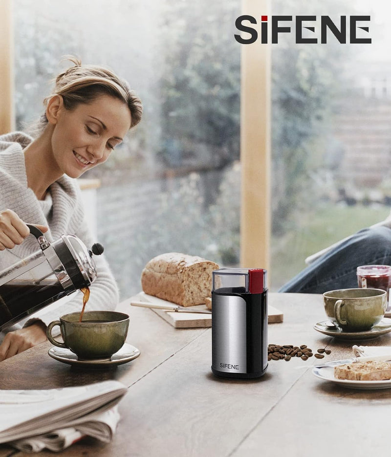 SIFENE Coffee Machine Electric, Coffee Beans, Espresso machine, Coffee Mill with Powerful Motor also for Spices, Herbs, Nuts, Grains