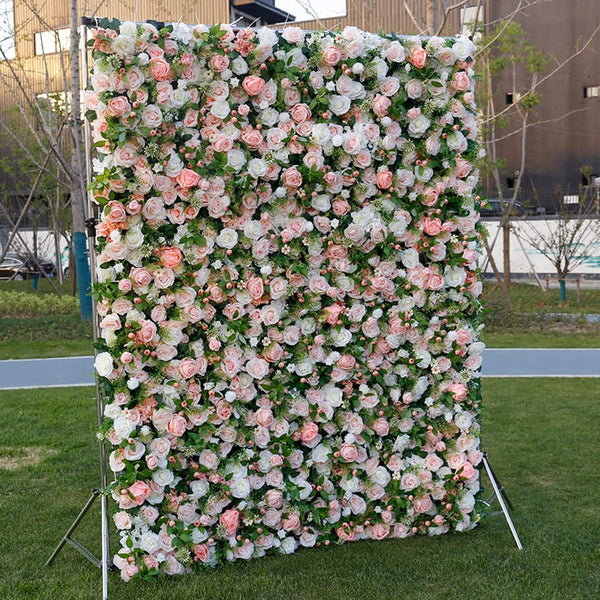 RUDANDAN Artificial Flower Wall Panels with Clothes Fabric Back and Green Leaves