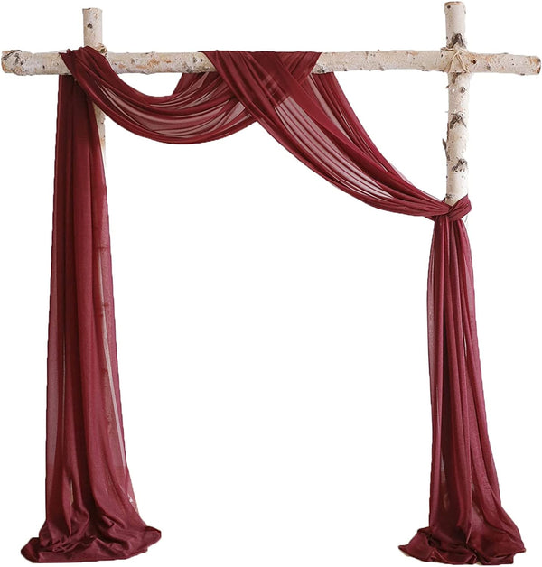 Chiffon Wedding Arch Decorations - 2 Panels 30 Wide x 6 Yards Long Burgundy