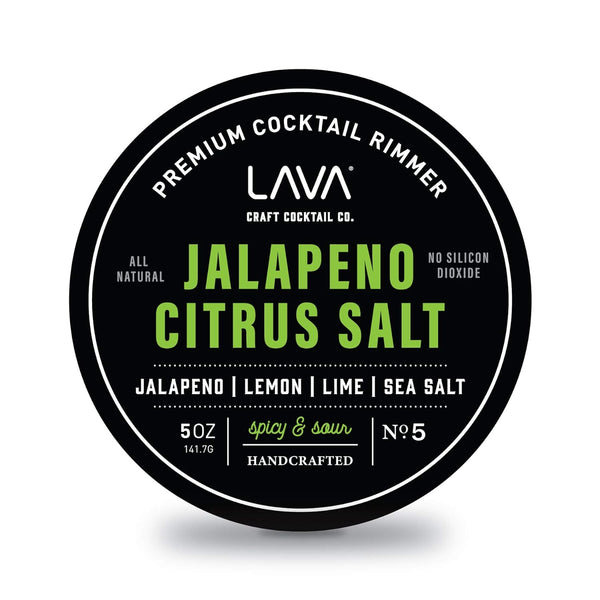 LAVA Premium Jalapeno Citrus Margarita Salt Cocktail Rimmer, All Natural Spicy Margarita Rimmer Salt, Sea Salt Rocks, Real Lime, No Silicon Dioxide, with Easy Screw-On Lid - 6oz