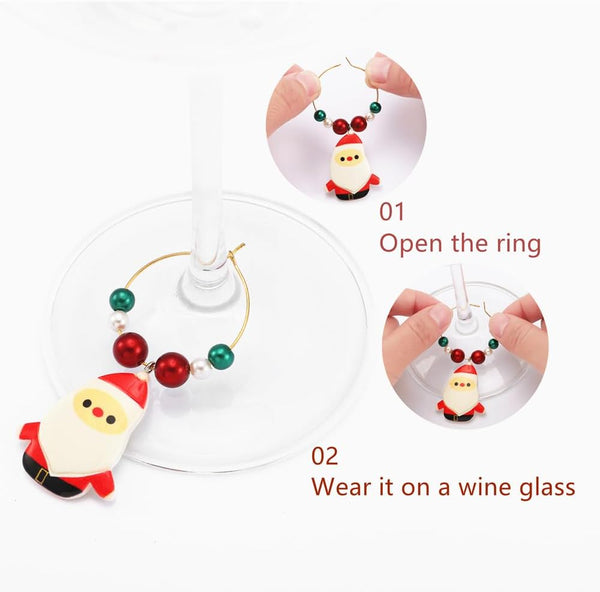 9 Pcs Wine Charms for Glasses, Wine Glass Markers, Drink Markers for Stem Glasses,Themed Wine Tasting Party Decoration