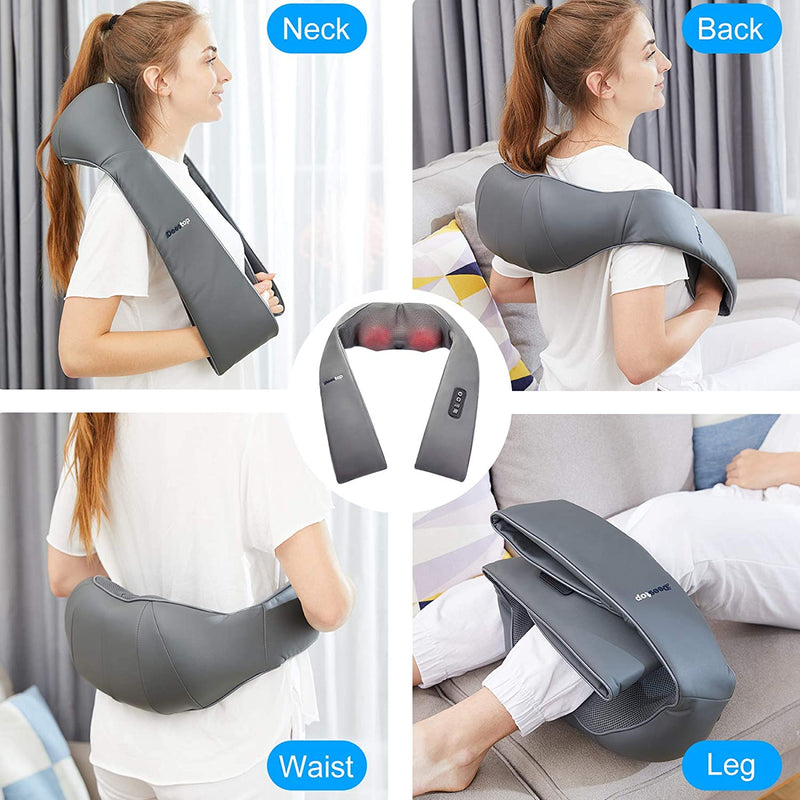 Shiatsu Neck and Back Massager with Heat, Electric Shoulder Massager Deep Tissu Kneading Massage Pillow, Massagers for Neck Back Full Body Pain Relief, Home Car Office Use