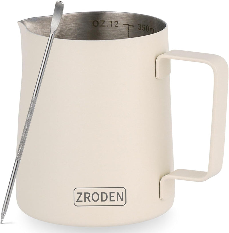 Milk Frothing Pitcher, 12oz 20oz 32oz Espresso Steaming Pitchers Stainless Steel Cappuccino Coffee Machine Accessories Barista Tools Steamer Froth Pitchers Milk Jug Cup with Decorating Pen Latte Art