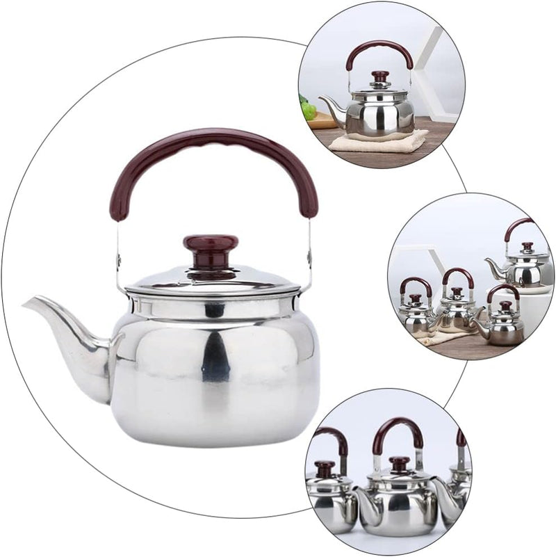 LIFKOME Traditional Stainless Steel Heavy Duty Tea Kettle With Sandwich Bottom and Specialty Cool Touch Handling Mirror Finish Stainless Steel Whistling Tea Kettle Stove Top