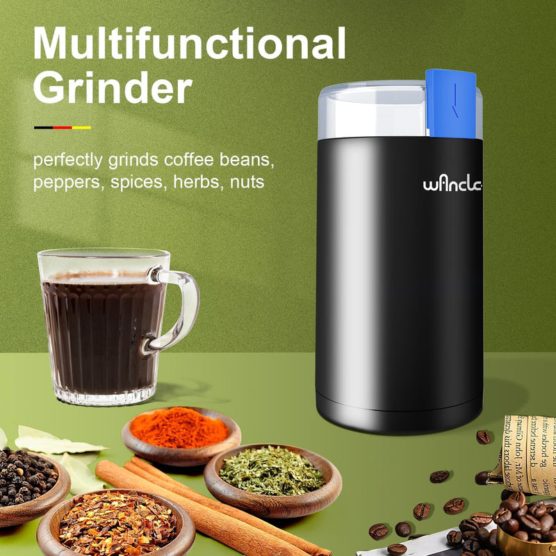 Coffee Grinder, Wancle Electric Coffee Grinder, Quiet Spice Grinder, One Touch Coffee Mill for Beans, Spices and More, with Clean Brush (Dark Blue)