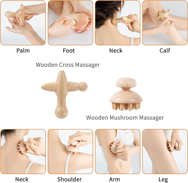 7 Pack Wood Therapy Massage Tools for Body Shaping Set, Cellulite Massager,Maderoterapia Kit Colombiana,Lymphatic Drainage Massager Tools for Neck Back Waist Pain Relief