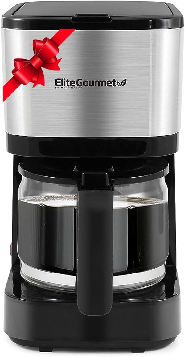 Elite Gourmet EHC9420 Automatic Brew & Drip Coffee Maker with Pause N Serve Reusable Filter, On/Off Switch, Water Level Indicator, Stainless Steel