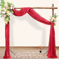 Wedding Arch Draping Fabric, Chiffon Drapes Sheer Backdrop Curtain 2 Panelss 30" X 20Ft for Wedding Ceremony Party Ceremony Backdrop Decorations (Burgundy, 28" Width X 19Ft Length（2 Panels）)