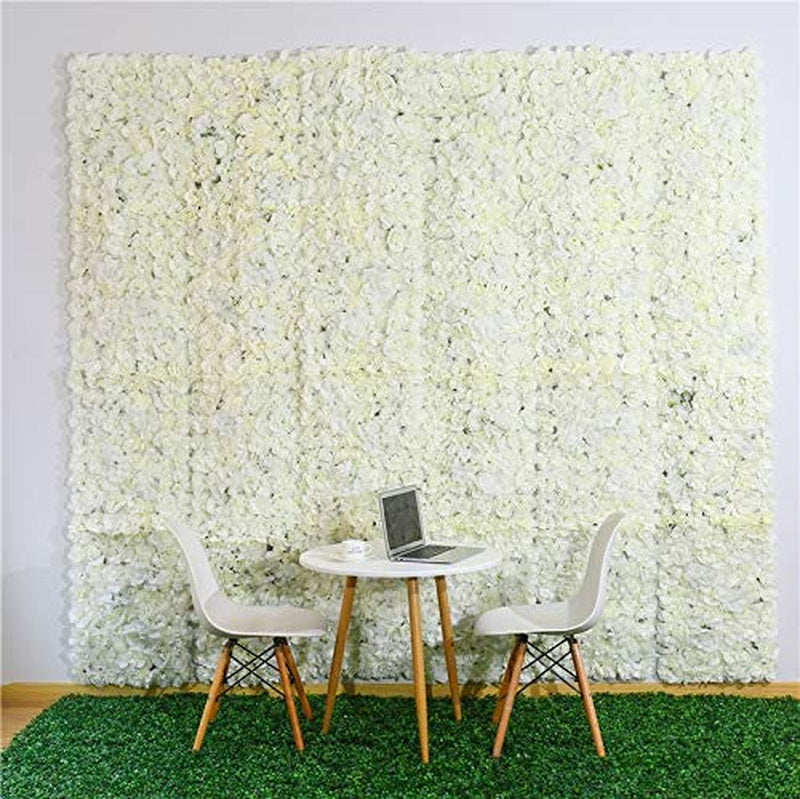 Artificial Flower Wall Panel - 24x16 inch - White - IndoorOutdoor Decoration for Weddings Parties Church  Stage