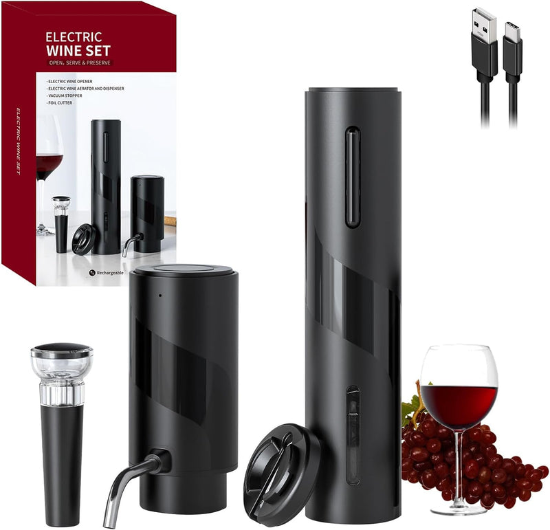 COKUNST Electric Wine Opener, Battery Operated Wine Bottle Openers with Foil Cutter, One-click Button Reusable Automatic Wine Corkscrew Remover for Wine Lovers Gift Home Kitchen Party Bar Wedding