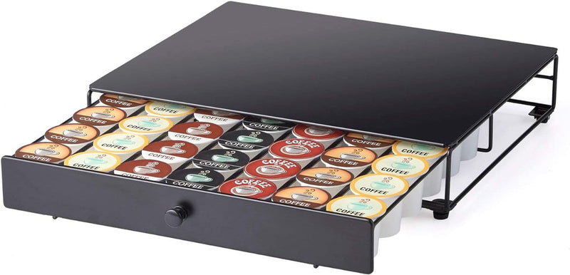 Nifty Coffee Pod Mini Drawer – Black Finish, Compatible with K-Cups, 24 Pod Pack Holder, Non-Rolling, Under Coffee Pot Storage, Sliding Drawer, Home Kitchen Counter Organizer