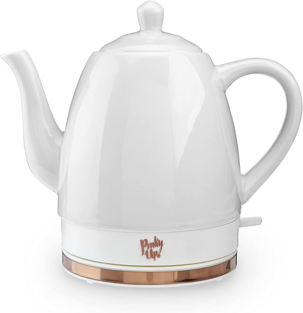 Pink Up Noelle Electric Tea Kettle, Gooseneck Kettle, Hot Water Dispenser, Pour Over Coffee, Automatic shut off, Cordless, Electric Teapot, 1.5L, Ceramic, Grey