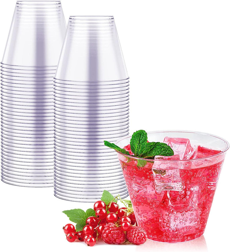 5 oz 100 Pack Small Clear Disposable Cups, Clear Plastic Cups, Disposable Plastic Shot Glasses for Parties, Plastic Cocktail Glasses, Wedding Tumblers, Perfect for Halloween Thanksgiving Christmas