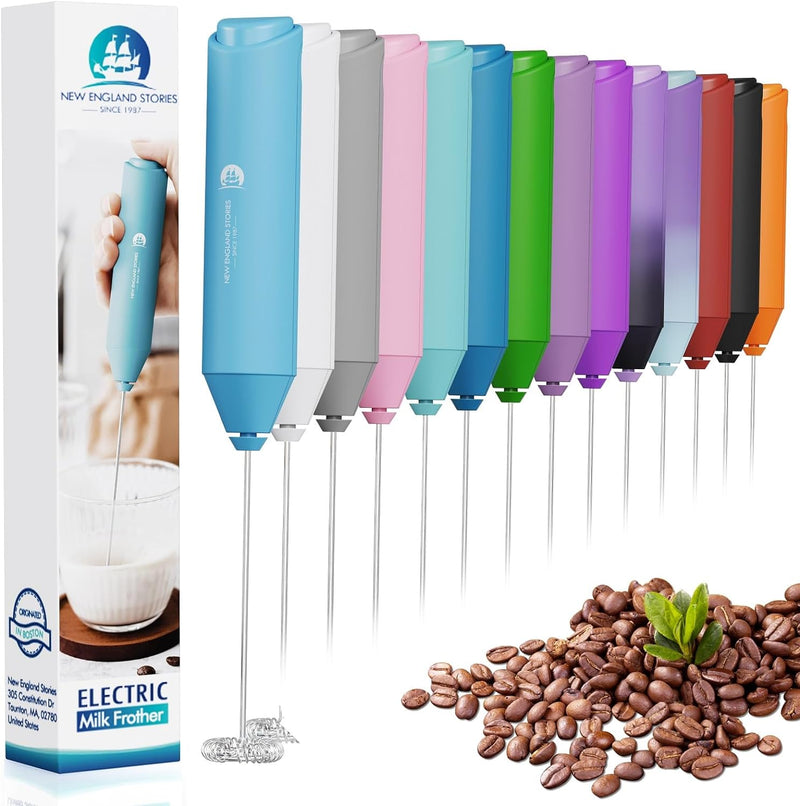 Powerful Milk Frother Handheld Foam Maker, Mini Whisk Drink Mixer for Coffee, Cappuccino, Latte, Matcha, Hot Chocolate, No Stand, Black