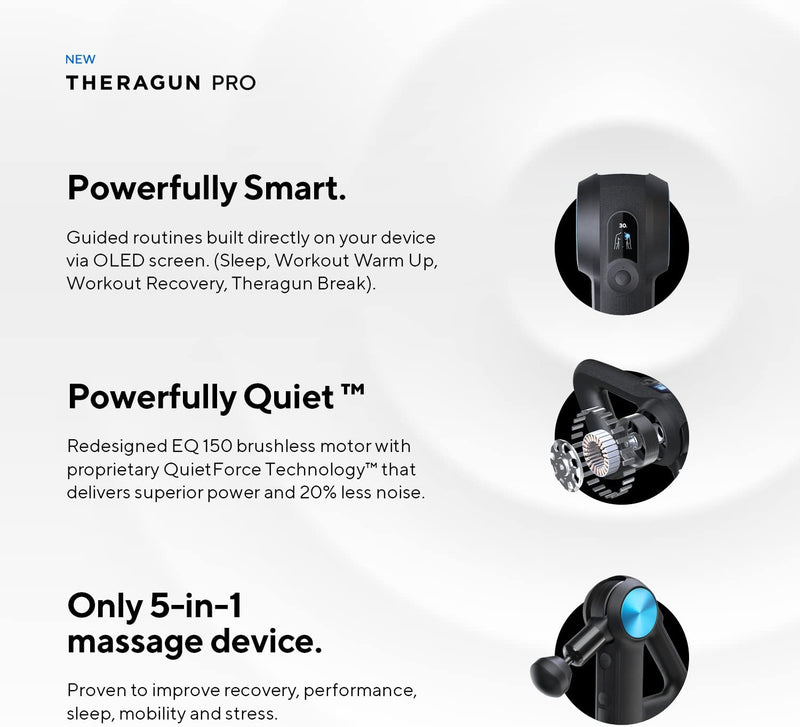 TheraGun Pro Handheld Deep Tissue Massage Gun - Bluetooth Enabled Percussion Massage Gun & Personal Massager for Pain Relief & Circulation in Neck, Back, Leg, Shoulder and Body (Black - 5th Gen)