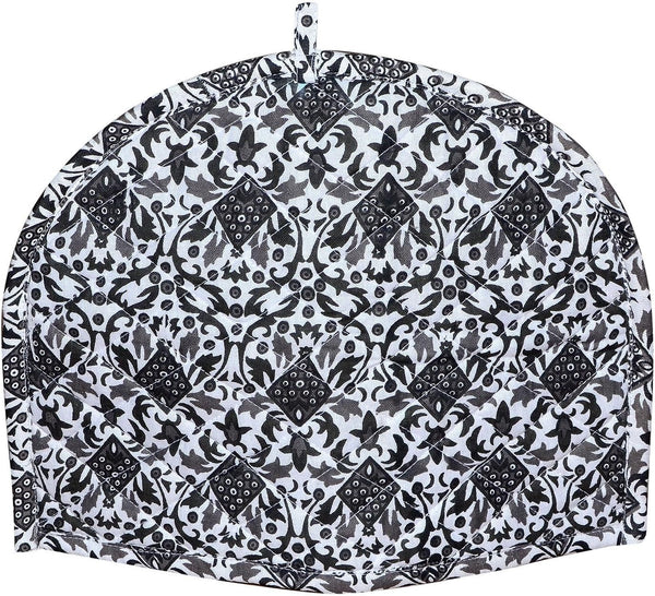 Sophia Art Decorative Indian Print Handmade Tea Cosy Vintage Unique Ethnic Floral Creative Printed Cotton Tea Cozy (Black-Grey Ombre)