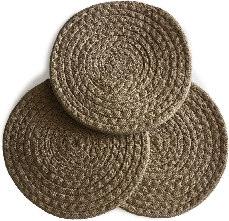 8" Trivets for Hot Dishes, Pots, and Pans – Kitchen Discovery – Set of 3 Chenille Hot Pads for Kitchen Protects Tables and Counters – Hot Mat Doubles as Coaster and Pot Holder, Teal