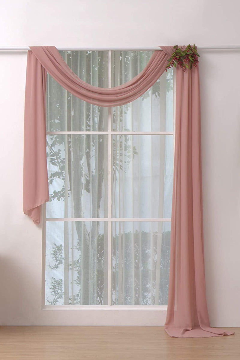 Dusty Rose Chiffon Wedding Arch Drapes - 6 Yards Solid Curtains for Wedding Backdrop Decoration