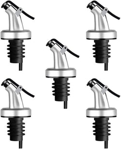 Olive Oil Spouts, Oil Vinegar Bottle Stopper Spout Leakproof Nozzle Dispenser Wine Pourer forOil, Vinegar, Olive Oil, Salad, Wine, Etc (black,Silver)