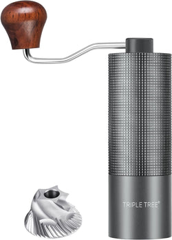 Manual Coffee Grinder with Ceramic Burrs, Hand Coffee Mill with Two Glass Jars(11oz each), Brush and Tablespoon Scoop