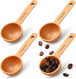 4 Pieces Coffee Scoop Wooden Coffee Spoon in Beech, Wood Coffee Measure Scoop Wooden Tablespoon for Measuring Coffee Beans or Tea Home Kitchen Accessories (15 ml)