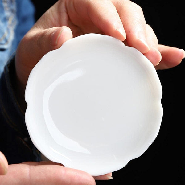 Sizikato 6pcs White Porcelain Tea Coaster, 3.3-Inch Tea Bag Coaster