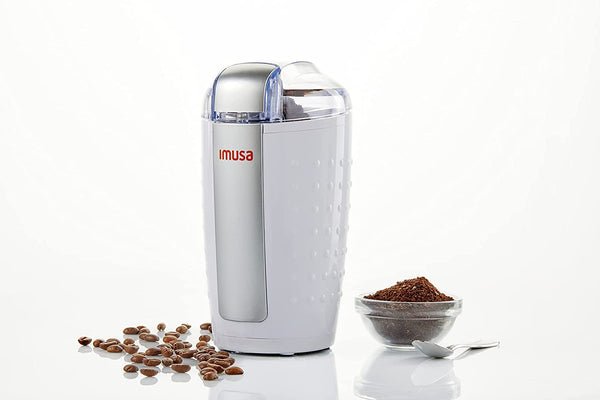 IMUSA USA 3oz White Electric Coffee and Spice one Touch Push-Button Control Grinder