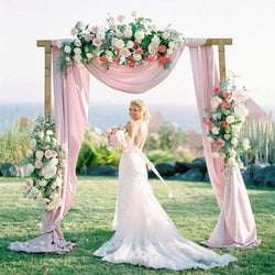 100 Chiffon Wedding Arch Backdrop - WhiteBlush - 2 Panels - 6Yards - BirthdayStage Decorations