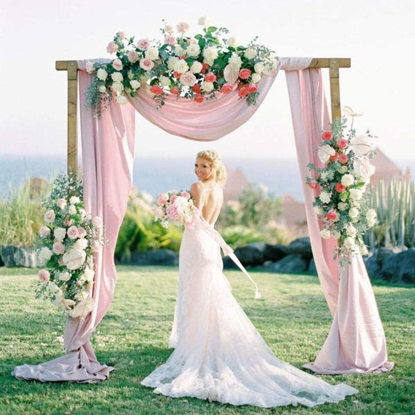 White+Blush 100% Chiffon Backdrop Arch Ceremony 2 Panels 6Yard Wedding Backdrop Birthday Party for Wedding Arch Party Stage Backdrop Decorations