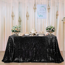 Black Sequin Tablecloth - 60X85 Inch Sparkle Table Cover for Weddings Birthdays and Events