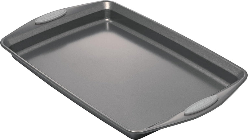 Rachael Ray Nonstick Bakeware Set with Grips, Nonstick Cookie Sheets / Baking Sheets - 3 Piece, Gray with Sea Salt Gray Grips