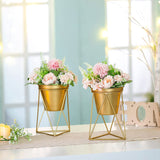 Nuptio Table Wedding Centerpieces Vase, 2 Pcs Gold Vases for Dining Table Centerpieces, Desktop Metal Flower Arrangements Stand for Christmas Party Birthday Home Decor, Small Outdoor Flower Rack Vase