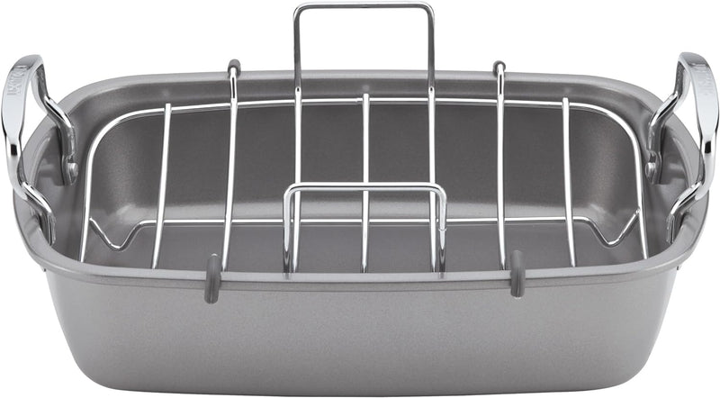 Circulon Nonstick Roasting Pan / Roaster with Rack - 17 Inch x 13 Inch, Gray