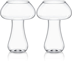 2 Pcs Mushroom Cocktail Glass Creative Martini Mushroom Glass Cup Glass Goblet Drink Cup for Wine Champagne Cocktail Home Bar Party, 260 ml