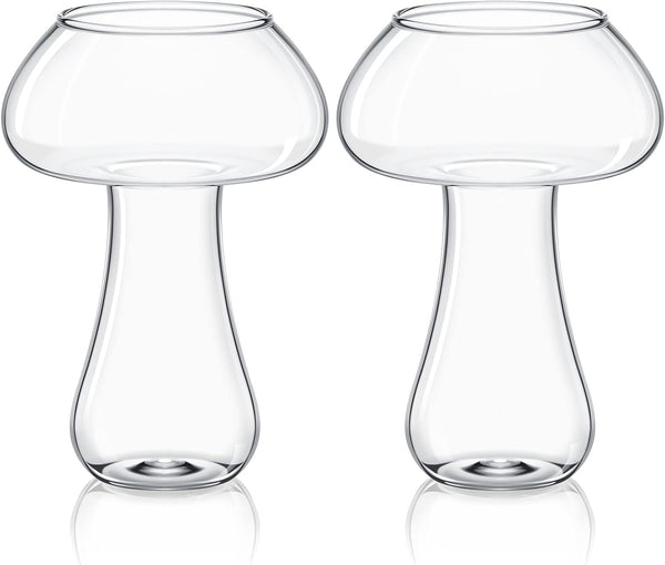 2 Pcs Mushroom Cocktail Glass Creative Martini Mushroom Glass Cup Glass Goblet Drink Cup for Wine Champagne Cocktail Home Bar Party, 260 ml