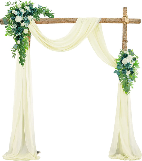 Ivory Sheer Wedding Arch Drape - 18Ft Chiffon Fabric Backdrop Panel