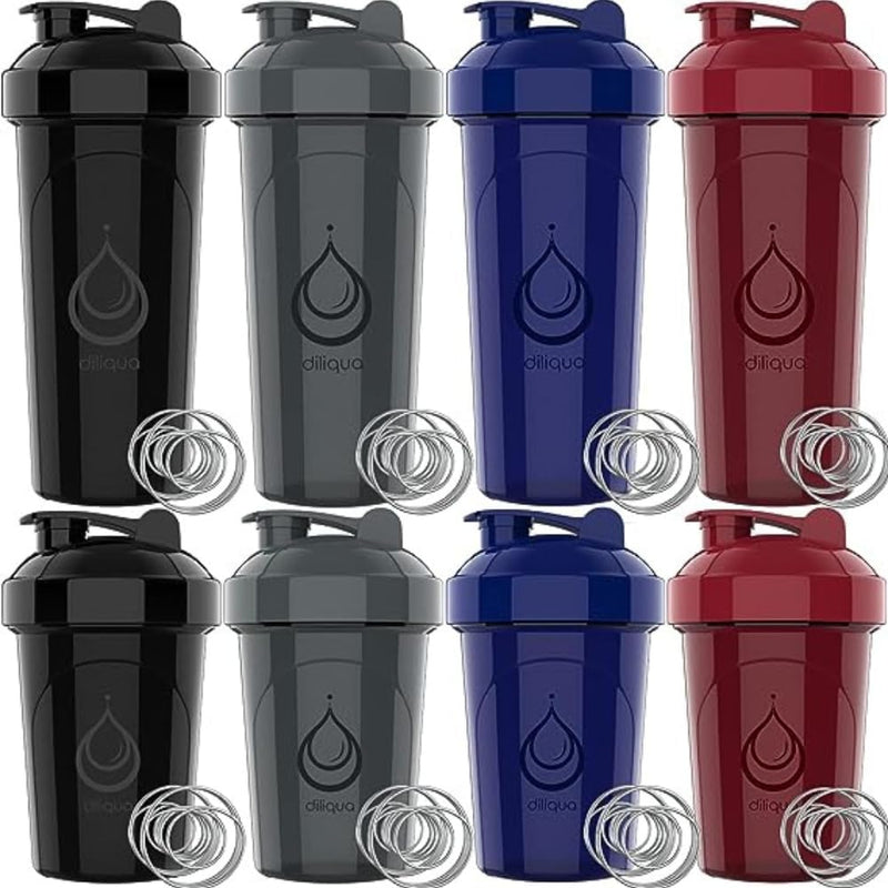 diliqua -10 PACK- small Shaker Bottles for Protein Mixes | BPA-Free & Dishwasher Safe | 5 Large 28 oz & 5 20 oz | Blender Shaker Cups for protein shakes