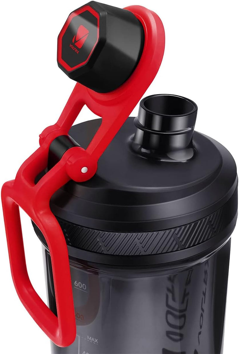 VOLTRX Shaker Bottle, Gallium USB C Rechargeable Electric Protein Shake Mixer, Shaker Cups for Protein Shakes and Meal Replacement Shakes, BPA Free, Made with Tritan, 24oz, Red