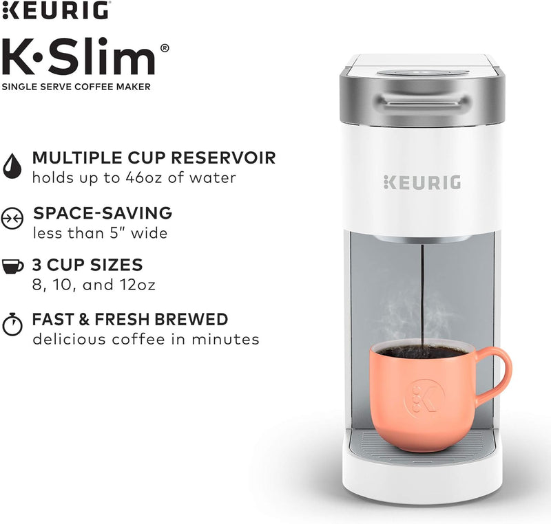 Keurig K- Slim Single Serve K-Cup Pod Coffee Maker, Multistream Technology, White