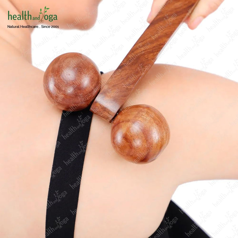 NatureSooth Wooden Massage Roller – Wood Therapy Massage Tools – Handheld Calf and Leg Massager, Back and Shoulder Massager and Full Body Massager