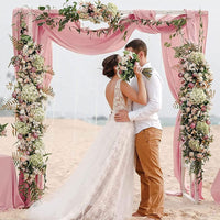 Wedding Arch Drapes Dusty Rose 20FT 2 Panels Wedding Arch Draping Fabric Chiffon Fabric Drapery Arches Decorations for Wedding Ceremony Sheer Backdrop Curtains for Arbor Wedding Archway for Reception