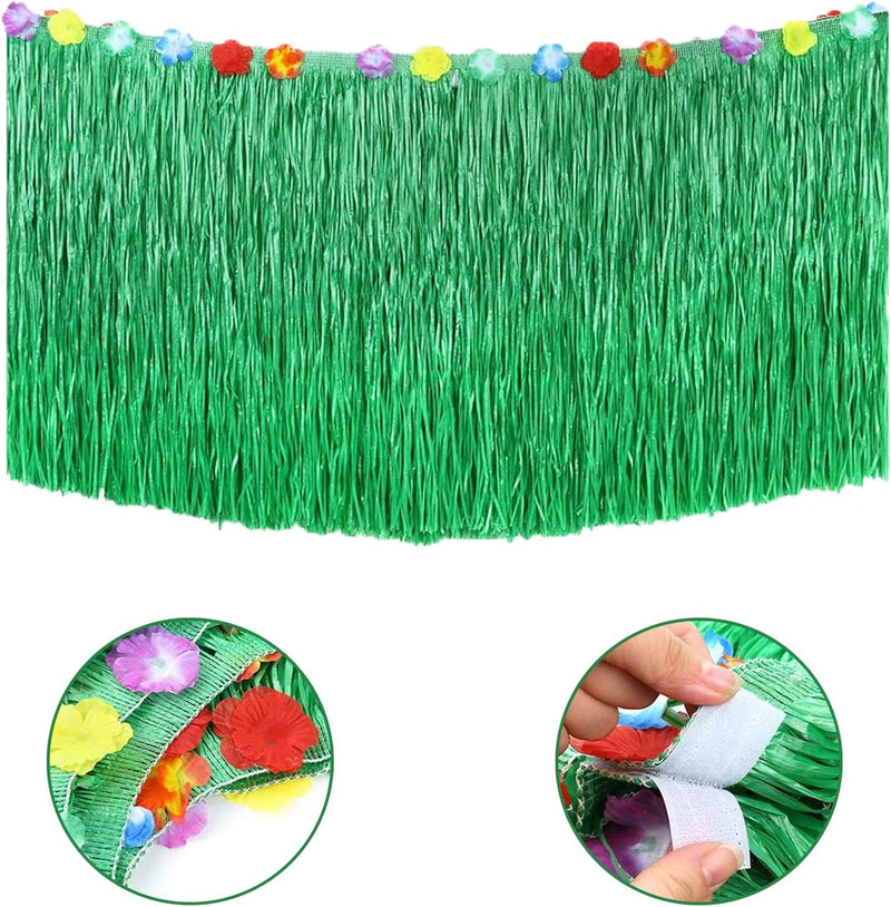 Luau Party Decoration Hawaiian Table Skirt 9 Feet Tropical Luau Grass Table Skirt for Hawaiian Party Decoration, Hawaiian Party Supplies, Hawaiian Tropic Hawaiian Decoration, 2 Pack, Green