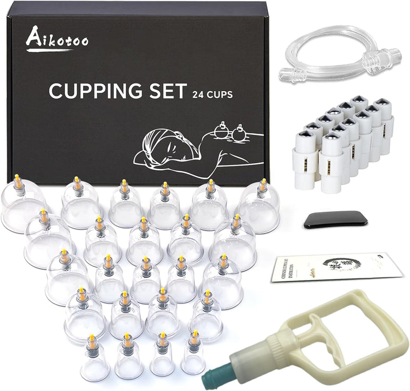 Cupping Set Massage Therapy Cups - 12 Vacuum Suction Cups with Pump Massager for Cellulite Reduction Back Neck Joint Pain Relief,Chinese Hijama Cupping Set