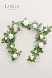 Artificial Rose Flower Runner Rustic Flower Garland Floral Arrangements Wedding Ceremony Backdrop Arch Flowers Table Centerpieces Decorations (5FT Long, White)