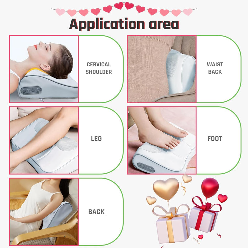 Back and Neck Massager with Heat,Shoulder Deep Tissue Massager,3D Deep Kneading Massage Pillow,Birthday Gifts for Women/Men/Mom/Him/Her