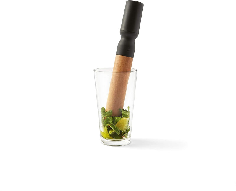 Rabbit 2-in-1 Muddler & Citrus Reamer, Beech Cocktail Muddler, Made from Solid Oiled, Wood/Black