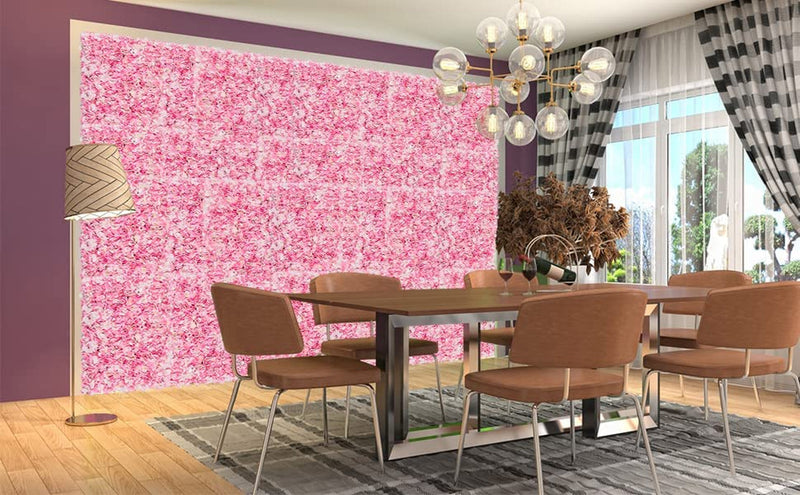 3D Silk Flower Wall Panel Set - 2 Pack Pink