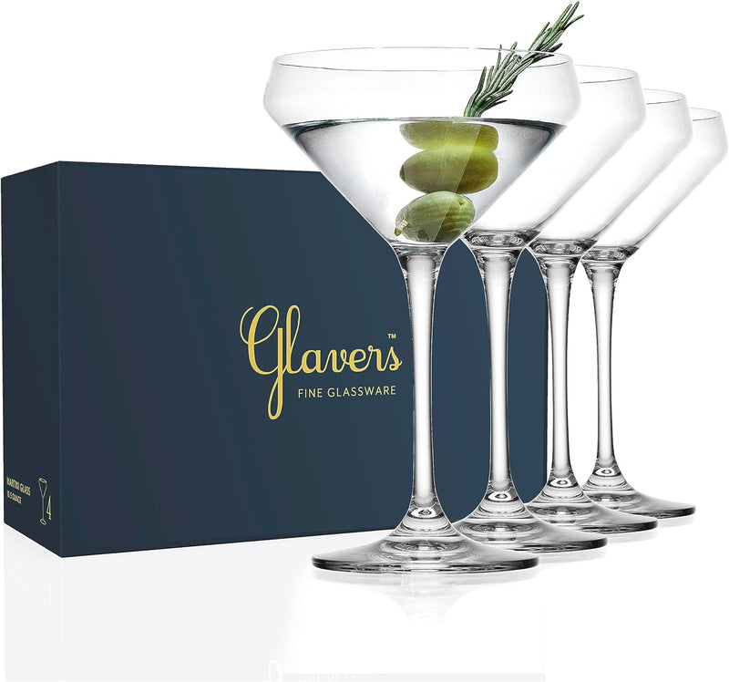 Glaver's Martini Glasses Set of 2 Cocktail Glasses, 10.5 Ounce Stemmed Margarita Glasses, For Bar, Martini, Cosmopolitan, Gimlet and Cocktails. - Dishwasher Safe.