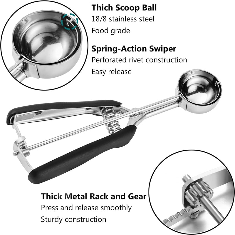 JUNADAEL J Mini Cookie Scoop, 2 Teaspoons/ 10 ml (1/3 oz) Cookie Dough Scoop, Cookie Scoop for Baking, Comfortable Grip, Non-Slip