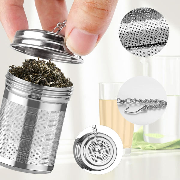 Tea Infuser Strainers for Loose Tea, 304 Stainless Steel Tea Diffusers Filter with Drip Trays and Chain Hook, Extra Fine Mesh Tea Steeper Basket Infusers for Teapot, Mug, Cup